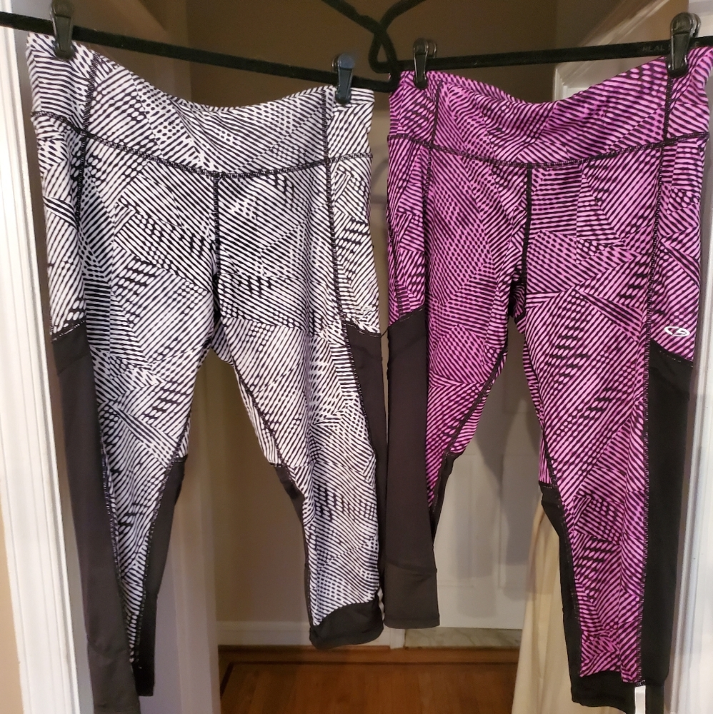TWO Champion Cropped Drawstring Leggings!  Sz L